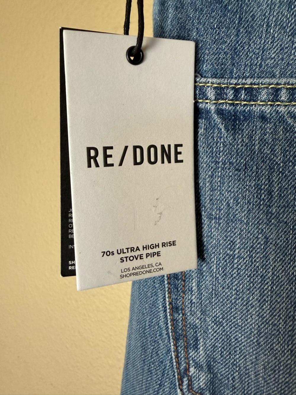 Re/Done Light Wash Indigo 70s Ultra High Rise Stove Pipe Jeans Size 32 - Picture 6 of 7